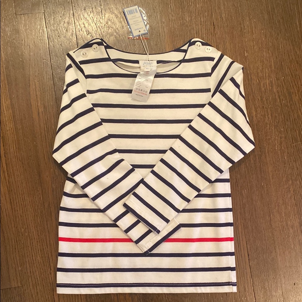 Jacadi NWT Nautical Striped Kids Shirt - Navy and Red size 6y